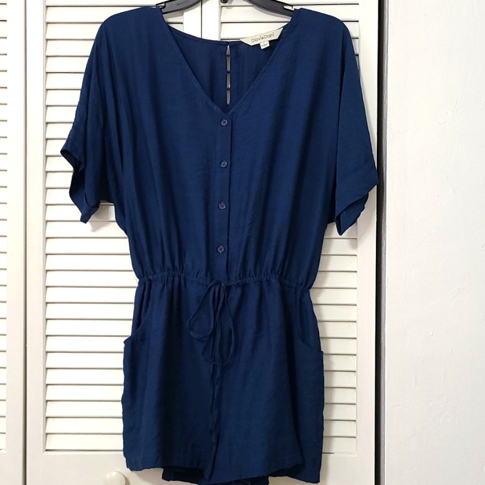 Large Davi & Dani Button Down Romper Short Sleeve… - image 1